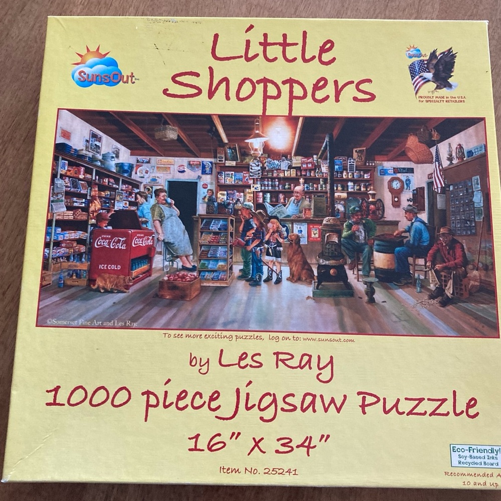 SunsOut Little Shoppers Jigsaw Puzzle 16"×34" Made USA Les Ray General Store